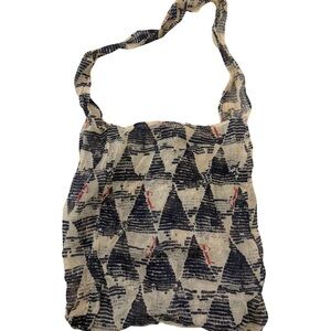 Free People Blue & White Canvas Print Tote Bag